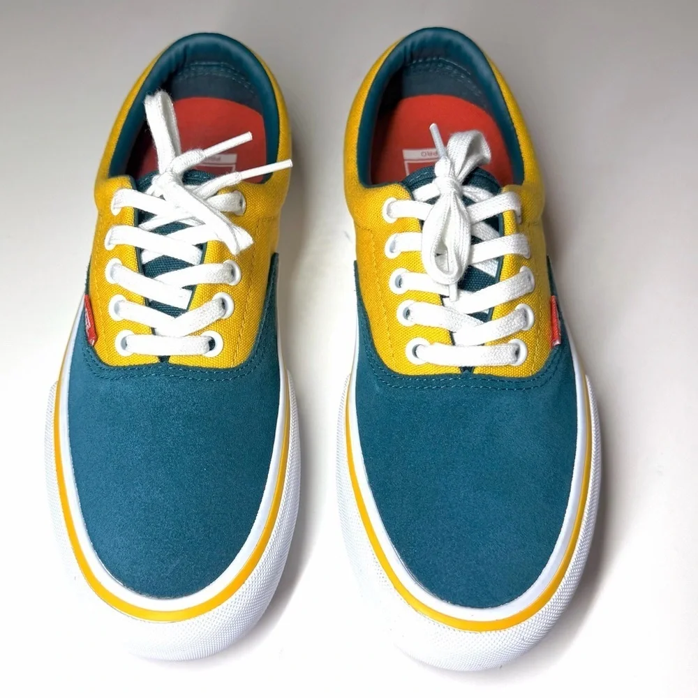 Vans Men's Era Pro Prime Atlantic Green Yellow Canvas Suede shoes Size- 7.5